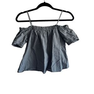 Women's Heart & Hips Navy Blue & White Striped Top